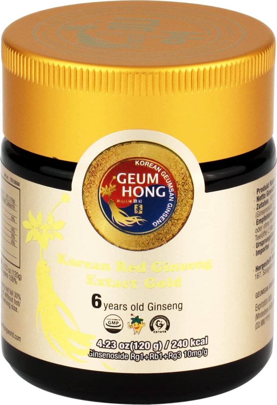 GEUMHONG Roter Ginseng-Extrakt Gold I Hochwertiges Ginseng-Pulver I Aus der Ginseng-Wurzel I Vegan I 120g