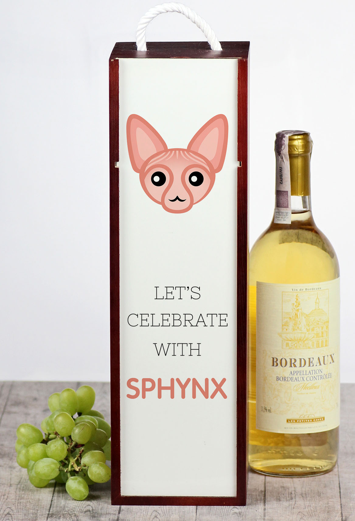 Sphynx - Weinkiste mit Grafik und Aufschrift der Marke Art-Dog