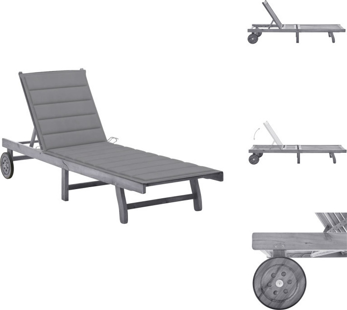 vidaXL Lehátko s vankúšom sivé akáciové masívne drevo - Lehátka