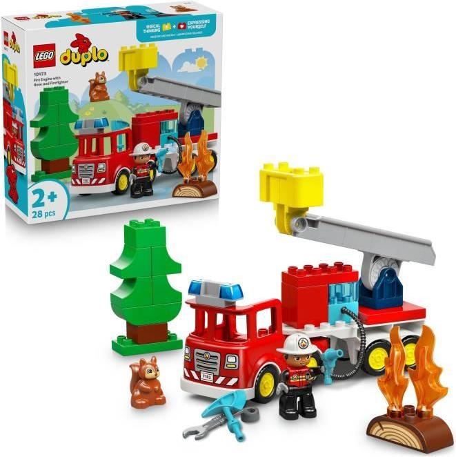 LEGO DUPLO Mein Stadt Feuerwehrwagen 10473, Lernspielzeug mit Feuerwehrmann Figur, Leiter und Schlauch, 2+ Jahre