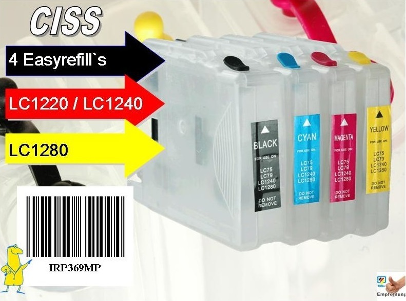 TTS CISS Easyrefillpatronen für LC-1220 / LC-1240 / LC-1280 IRP369MP