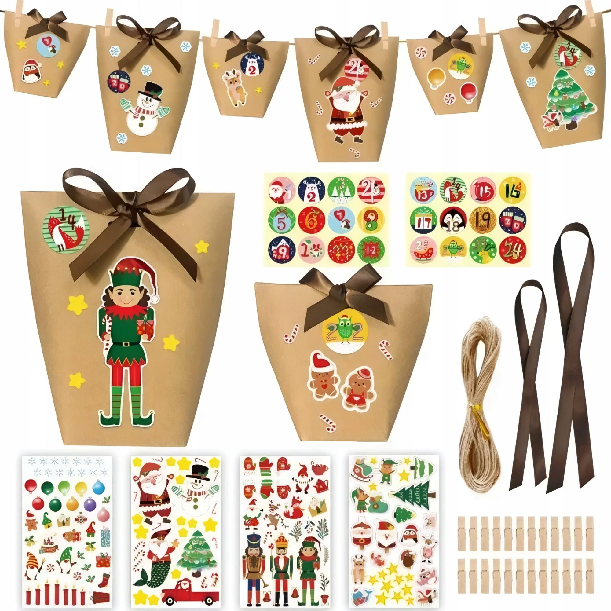 Adventný kalendár v krabici s vianočnými nálepkami