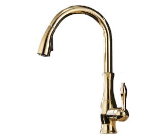 Küchenarmatur mit ausziehbarem Auslauf im Retro-Stil GOLDEN CHROME