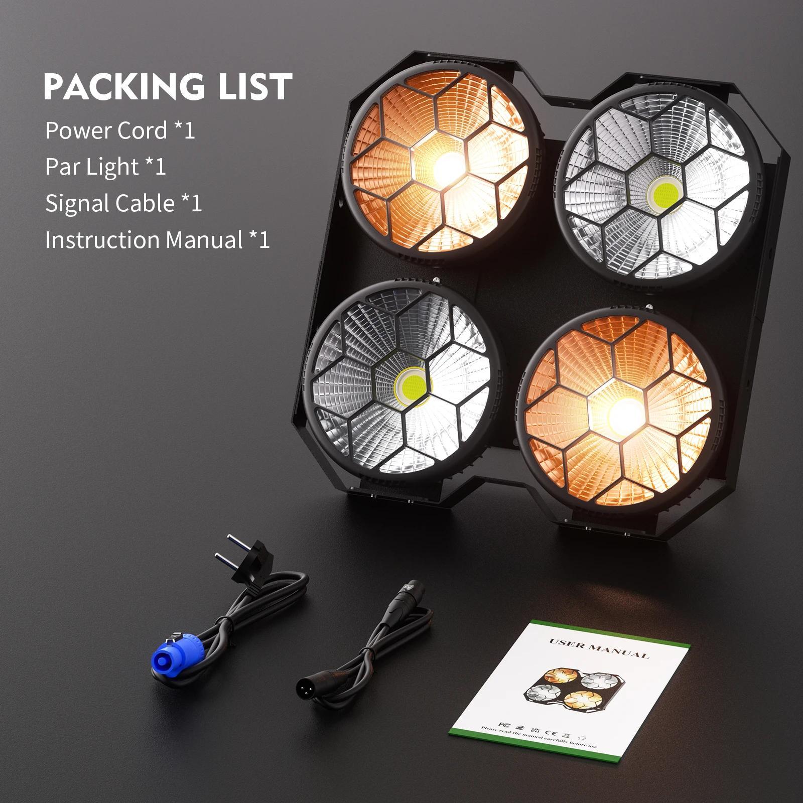 StarTech LED COB PAR Scheinwerfer - 4x100W 4-Augen - Blinder/Wash Publikumslicht - DMX512 & RDM 6/12 Kanäle - 90–240V - Warmweiß