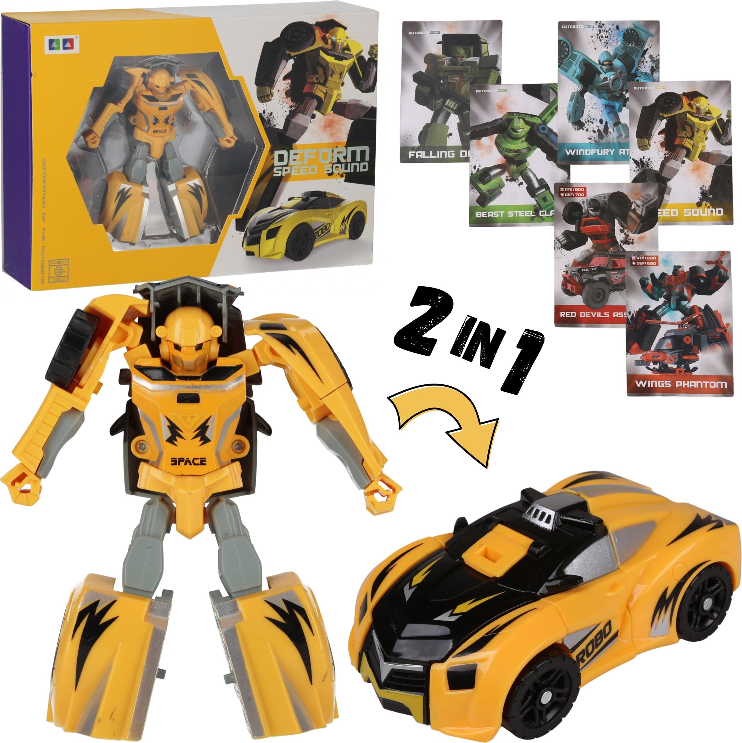 sarcia.eu 2-in-1 Roboter + Karten, transformierbares Roboterauto, Kinderspielzeug 3+