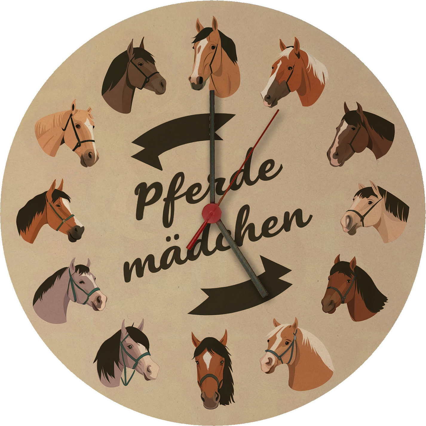 speecheese Pferdemädchen und Pferde Wanduhr aus MDF 1009780