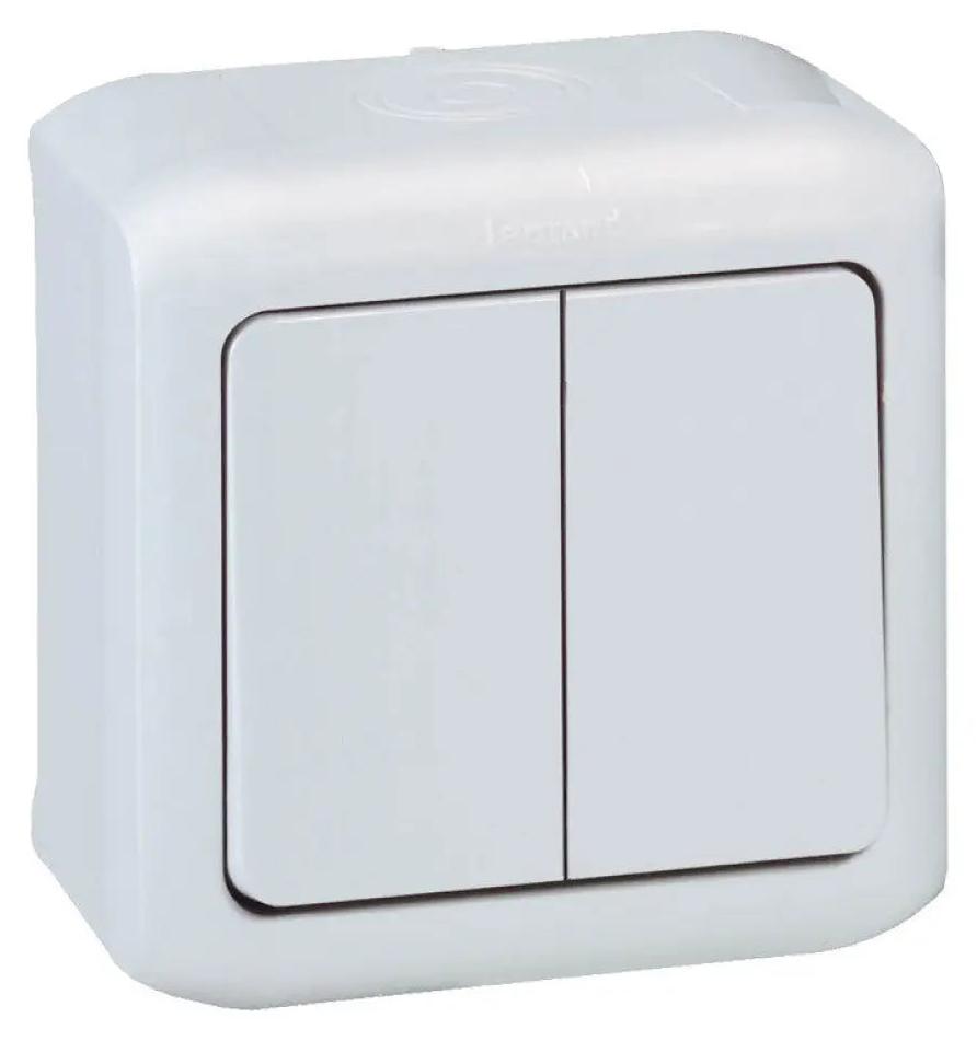 Bticino Feuchtraum-Aufputz-Doppelschalter Spritzwassergeschtzt (IP44), Wandmontage - White standard - Legrand 782381 Forix.