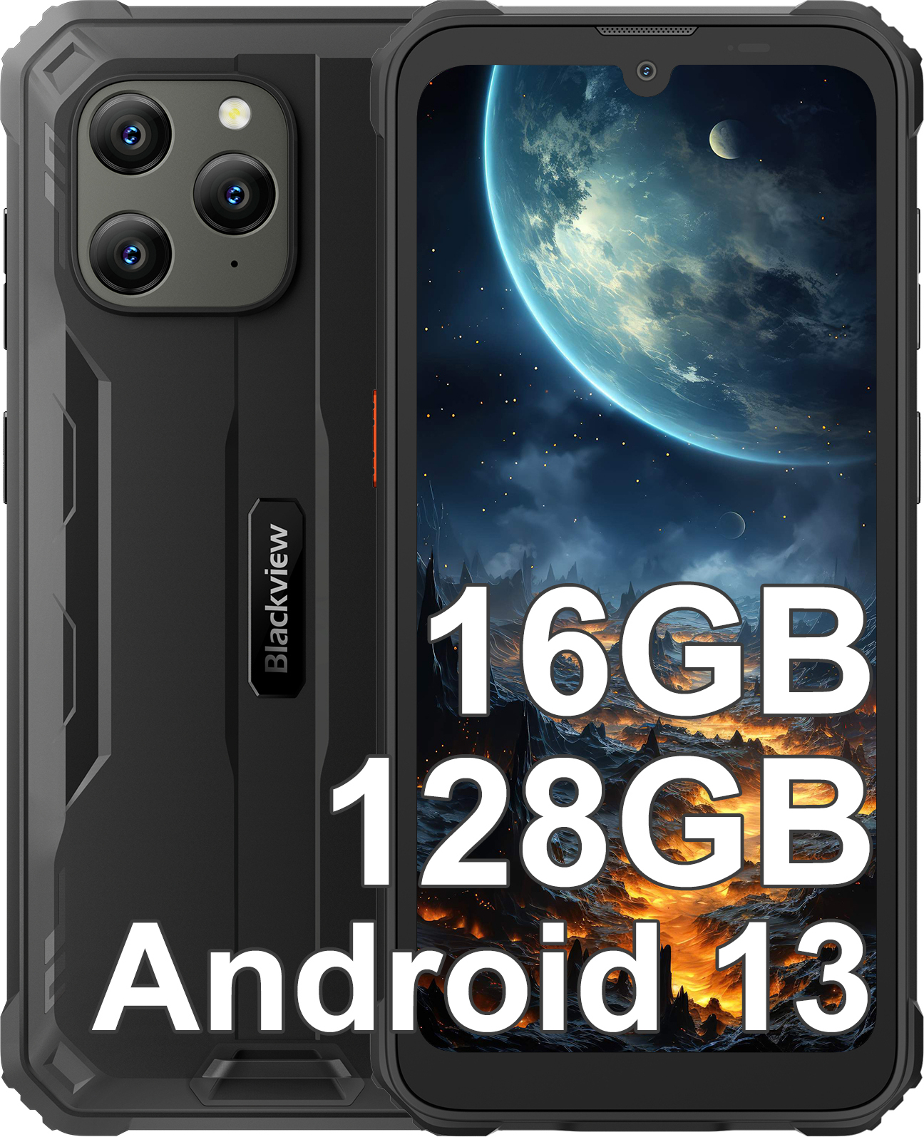 Blackview BV5300 Plus Outdoor Handy Ohne Vertrag Android 13 Outdoor Smartphone 16GB RAM 128GB ROM (1TB Erweiterbar) Outdoor Handy 6,1“ HD+ 6580mAh
