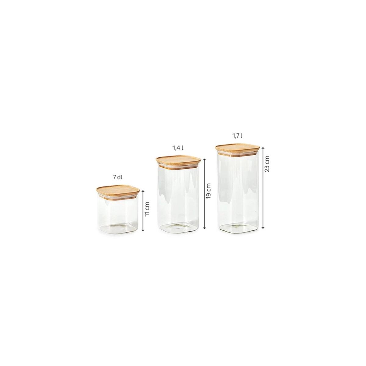 Betty Bossi Vorratsdose Glas versch. Größen 6er-Set Universell Silikon Bambus Borosilikatglas Transparent Aufbewahrung 40313
