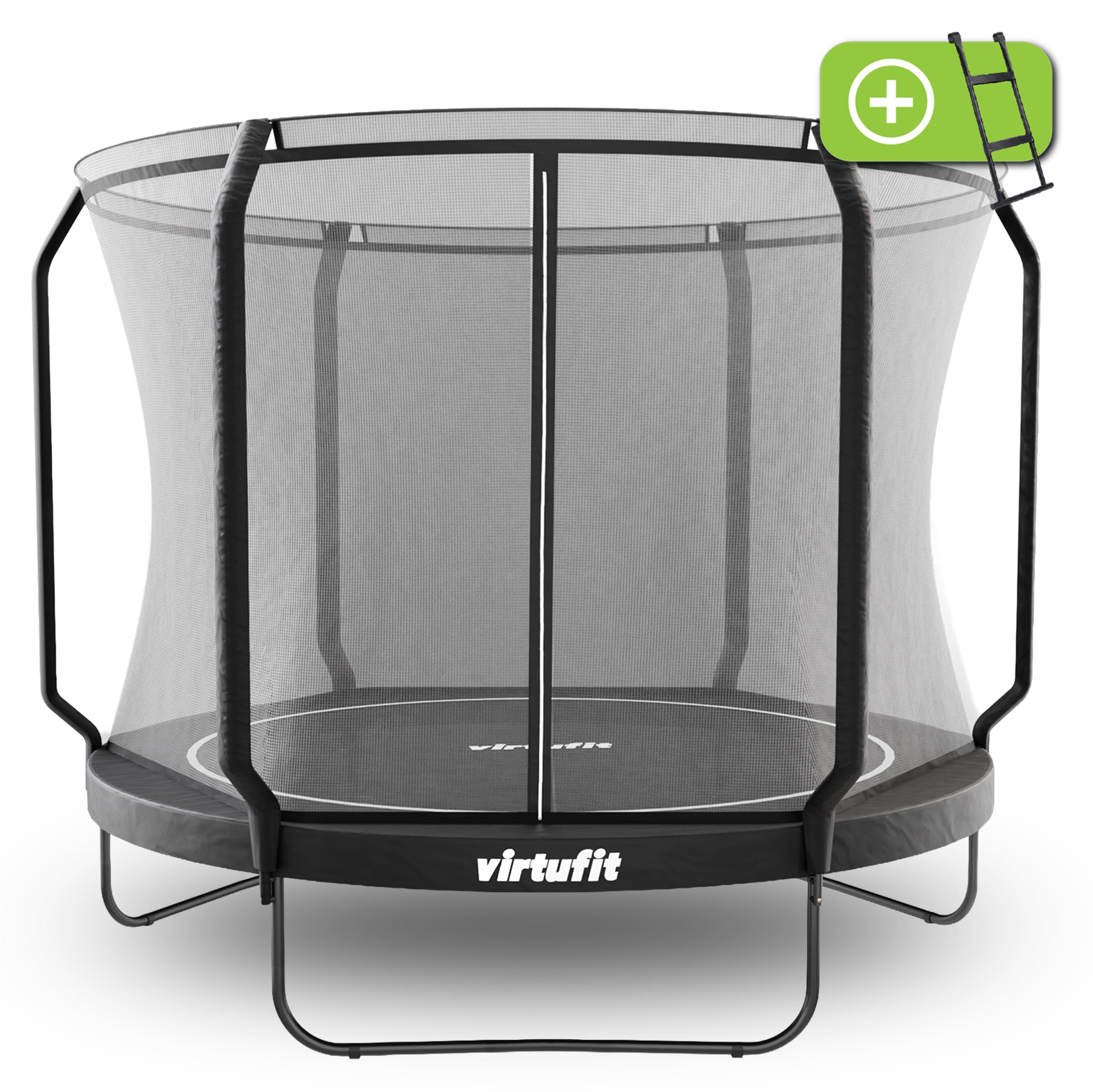 VirtuFit Premium trampolína 305 cm s bezpečnostnou sieťou a rebríkom, čierna