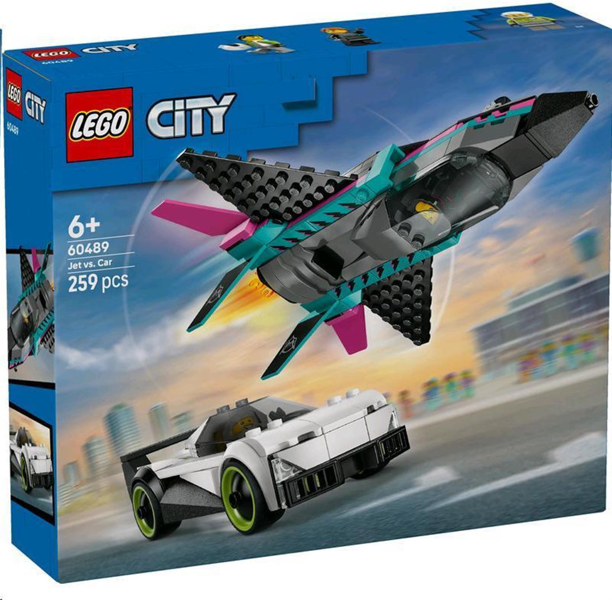 LEGO City Stíhačka vs. auto, Stavebnica, 6 rok / roky, Plast, 259 kusov, 446 g