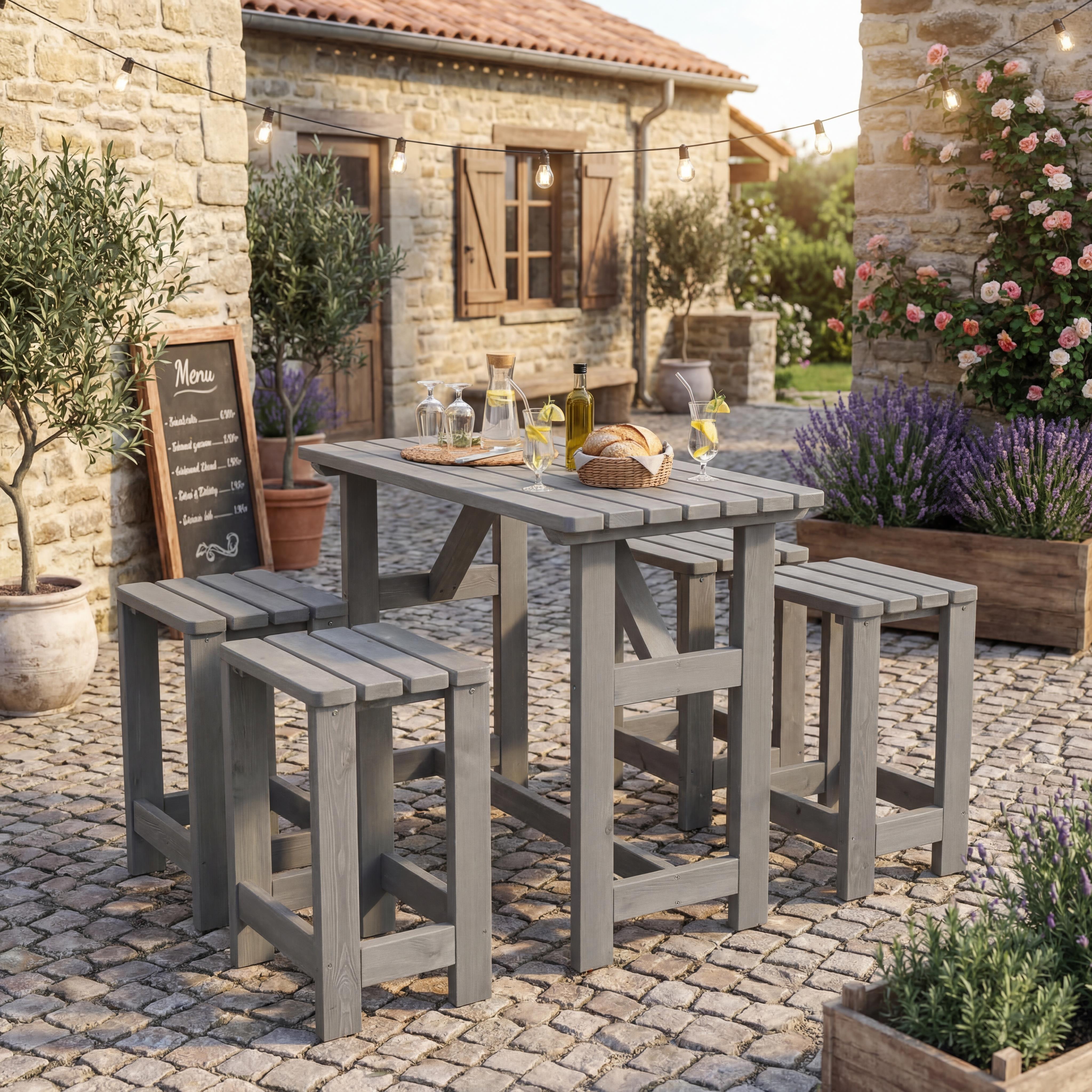 Promadino Gartenlounge Summer Kiefer grau