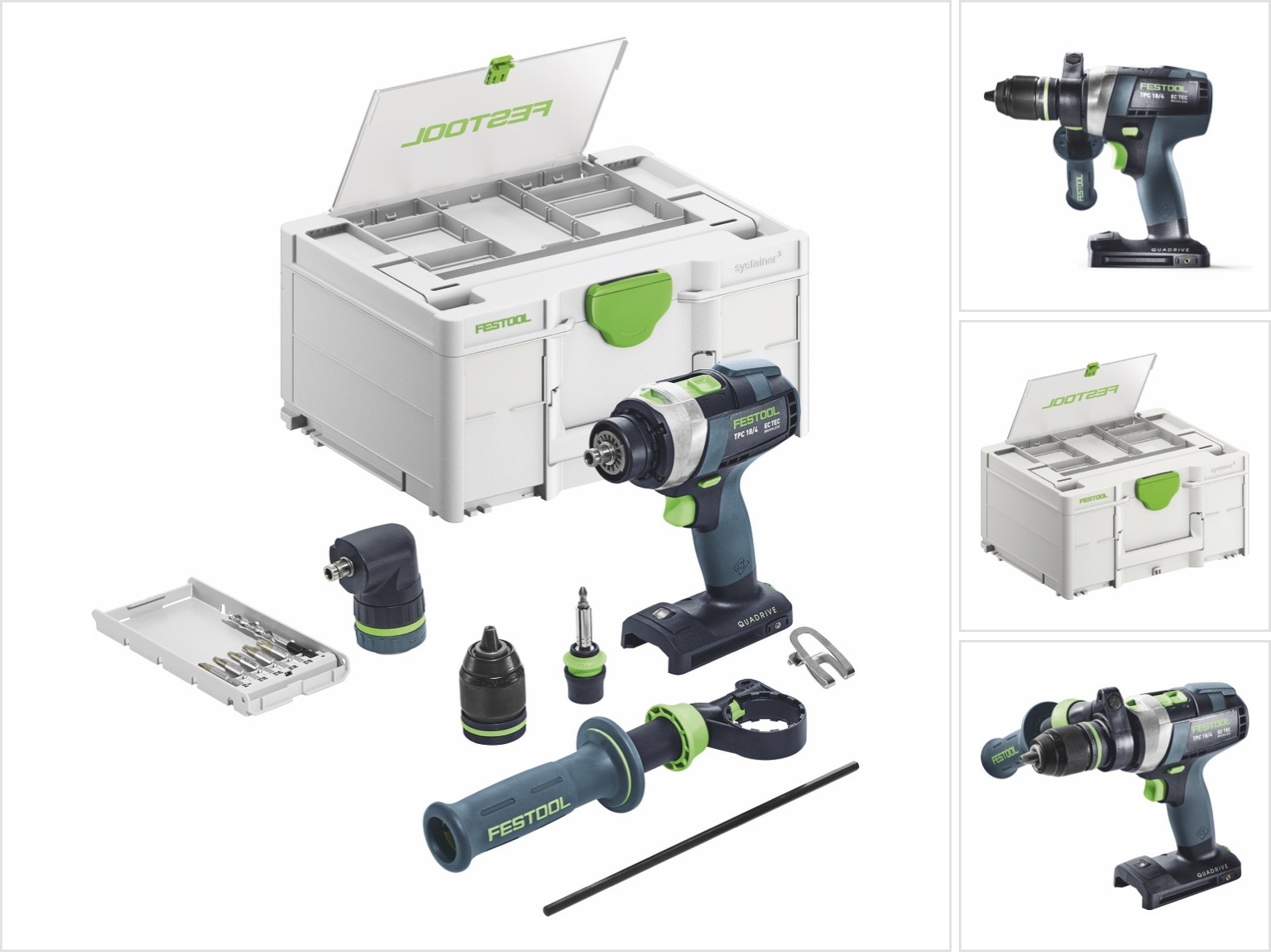 Akumulátorová príklepová vŕtačka Festool TPC 18/4 I-Basic-Set QUADRIVE