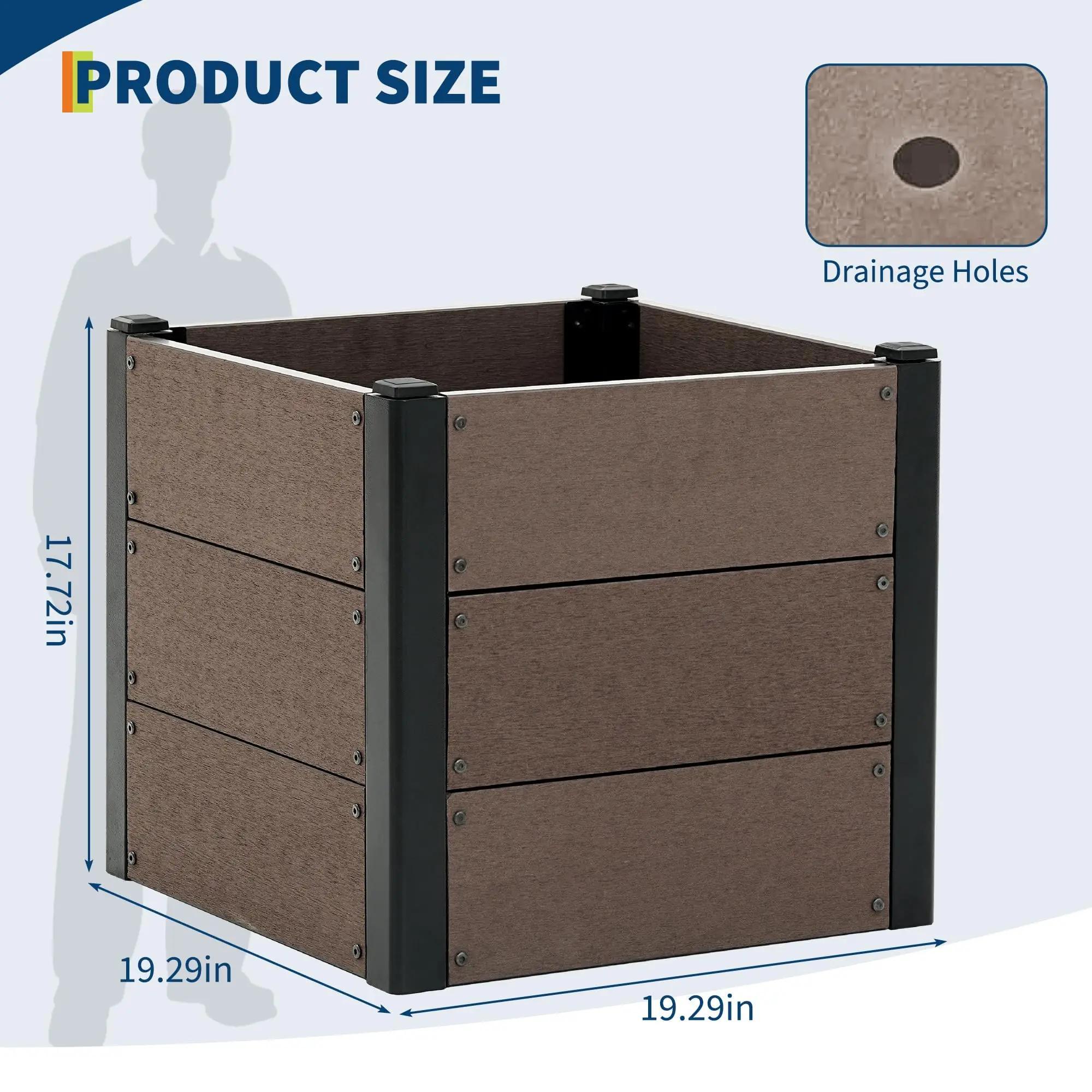 StarTech Hochbeet - Pflanzkasten - WPC-Verbundstoff - Tiefwurzel-Design - Mit Drainagelöchern - 49 x 49 x 45 cm - Für Außenbereich