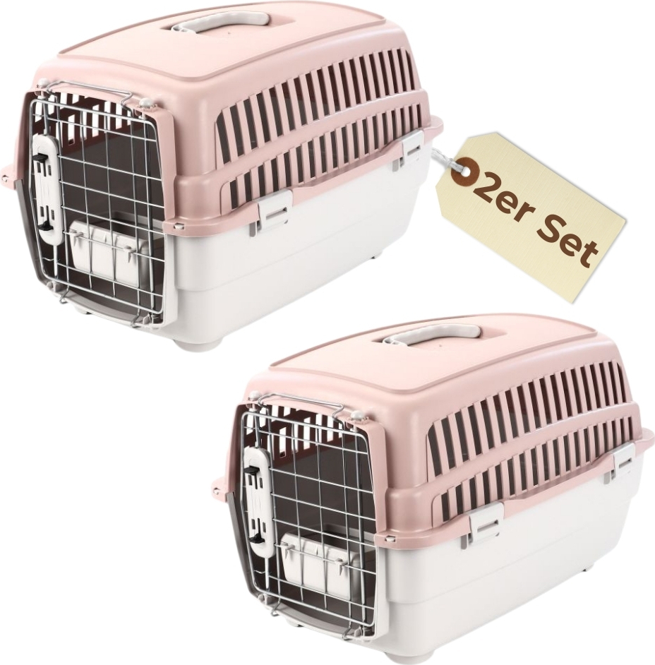 GarPet 2er Set Transportbox IATA Flugbox Flugzeug Hundebox kleine Hunde Transportbox Katzen für 2 Tiertransportbox Katzentransportbox Gr. S