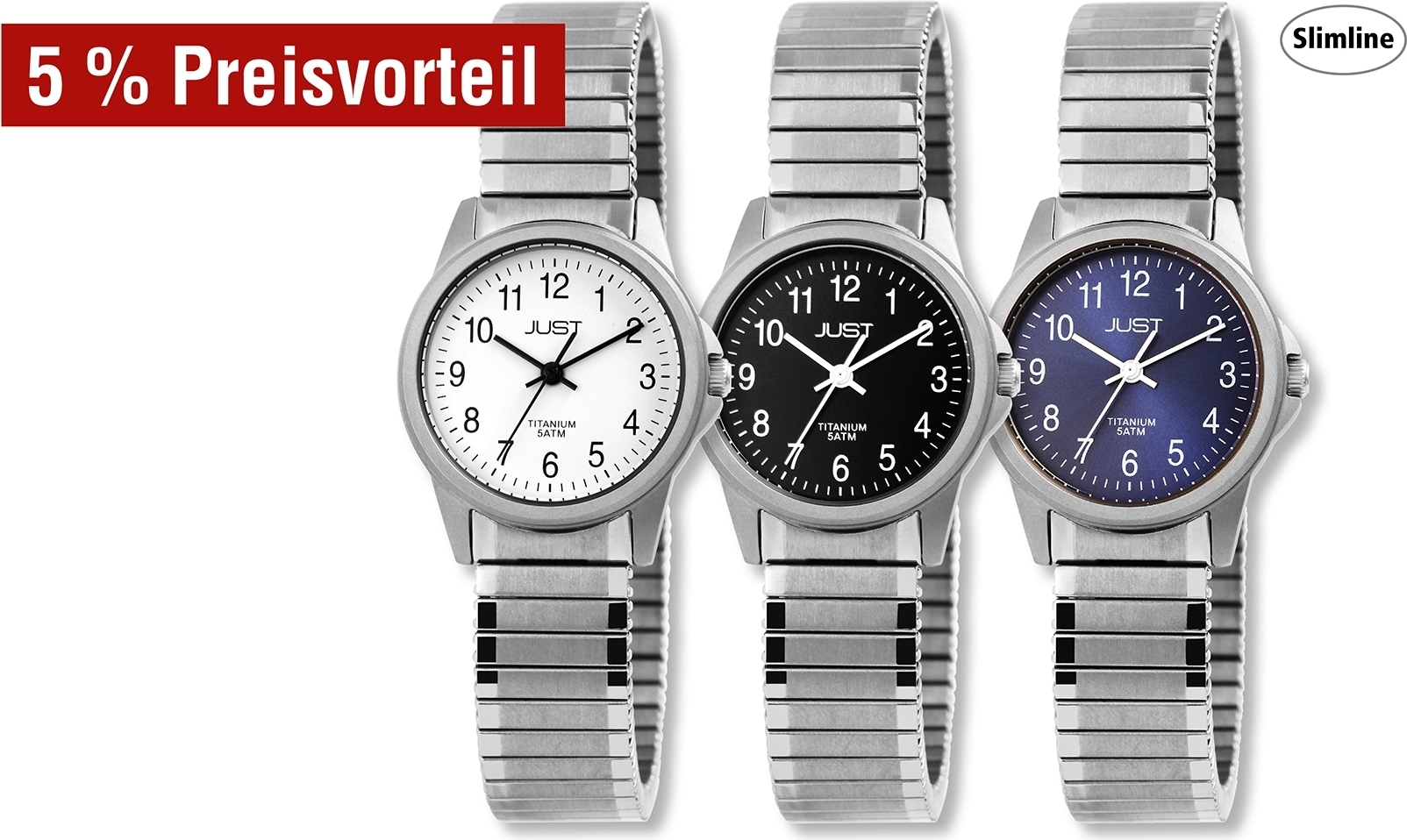 Just Damenuhr mit Zugarmband, Titan, 5 ATM
