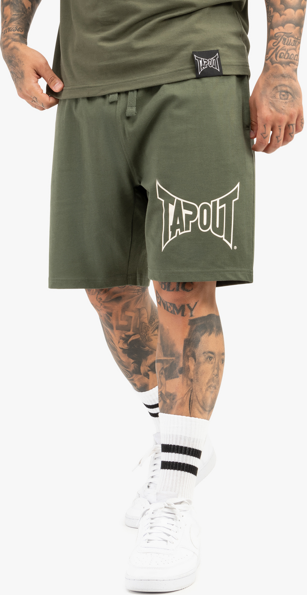 Herren Shorts normale Passform LIFESTYLE BASIC SHORTS Olive/Ecru XL Tapout 940007