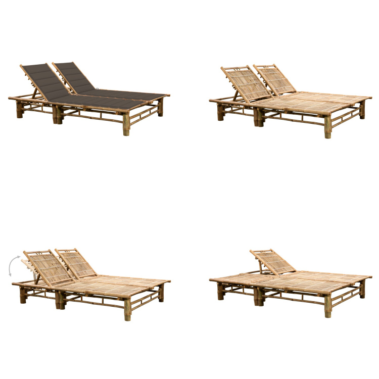 vidaXL Lehátko pre 2 osoby s bambusovými vankúšmi - Lehátko - Lehátka - Záhradné ležadlá - Záhradné ležadlá