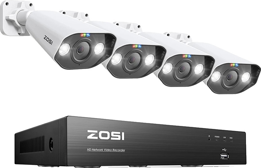 ZOSI POE video monitorovacia súprava, rozlíšenie 5MP, 4 kamery v balení, 4 ks 5MP kamery, 2T