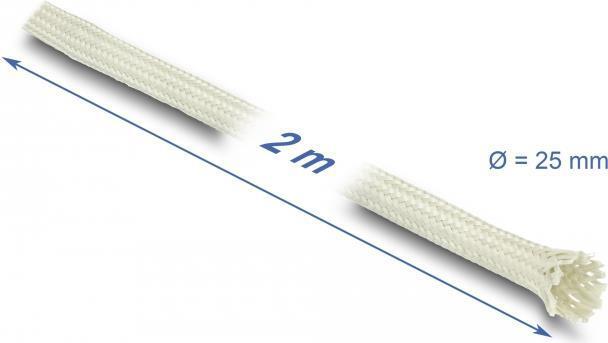 DELOCK Geflechtschlauch aus Nomex Fasern 2 m x 25 mm weiß