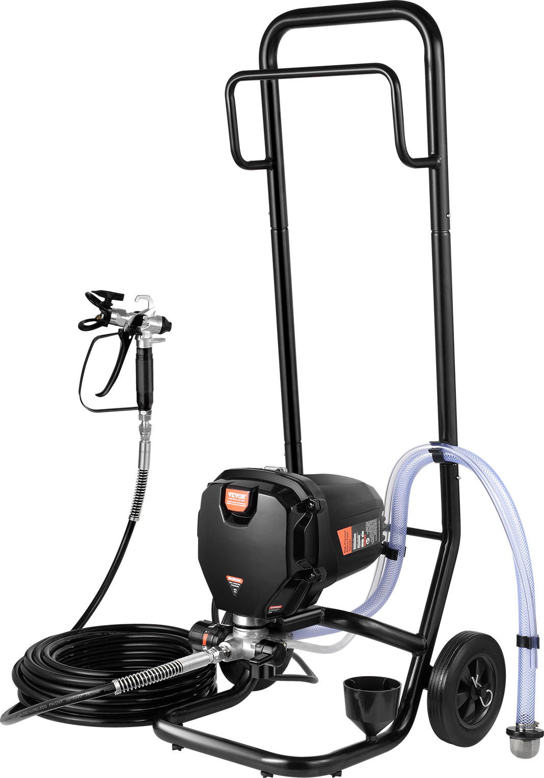 VEVOR Rollbares Airless-Farbspritzgerät 750 W 3000 psi Elektrisches Spritzgerät Spritzlackiermaschine Hochdruck-Farbsprühsystem mit 7.6m Schlauchlänge RP8626 plus