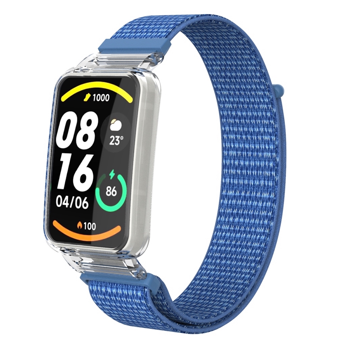 Pre Xiaomi Mi Band 7 Pro 2 v 1 Watch Band s nylonovou tkaninou a integrovaným ochranným krytom Náhradné inteligentné hodinky Smart Watch Blue