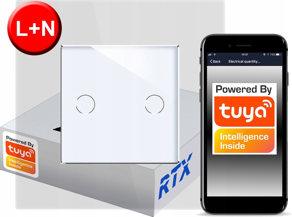 TUYA RTX SH# L+N Touch Switch 2 ZigBee Schaltungen
