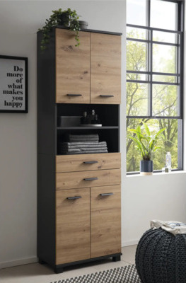 Hochschrank Möbelpartner Palermo BxHxT 59.8x180.9x32.6 cm artisan eiche/anthrazit 701947