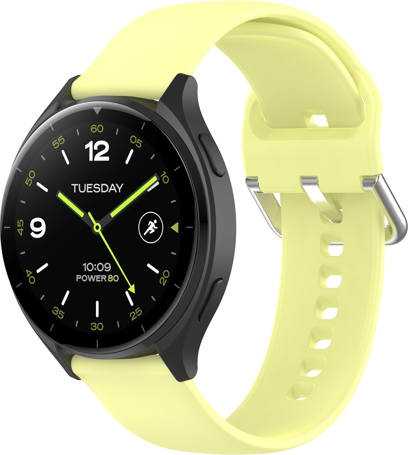 Pre Xiaomi Watch 2 Vysokokvalitný silikónový jednofarebný remienok Kovová pracka Hodinky Náhradný pásik na ruku Veľkosť L Žltá
