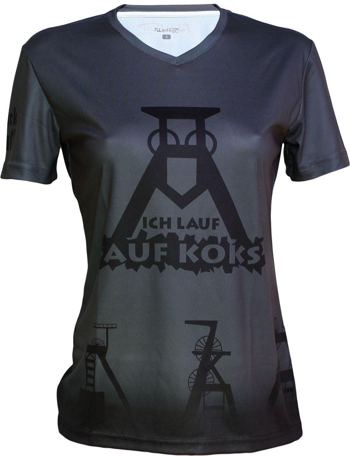 Lauflust Ich lauf auf Koks Funktions T-shirt prospergrau für Frauens, Größe:XL AK6640