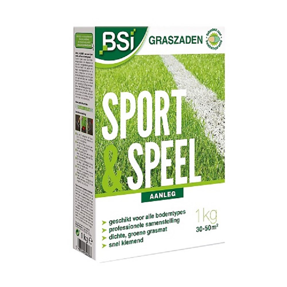 BSI - Rasensamen - Sport oder Spiel - Mit Schutzbeschichtung - Sehr hohe Qualität - Bis zu 50 m² - 1 kg SE-GAZ-01007
