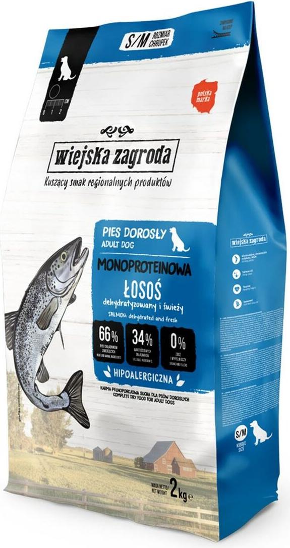Wiejska Zagroda Village Farm Monoprotein Lachs für Erwachsene, 2 kg Monoprotein Salmon