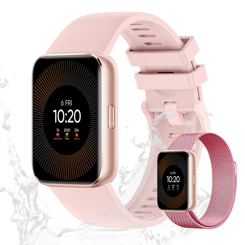 Valdus Herren Smartwatch – IP68/1ATM Wasserdicht, Telefonfunktion, Fitness- & Gesundheitsuhr mit SpO, Stressanalyse & über 120 Sportmodi – Rosa