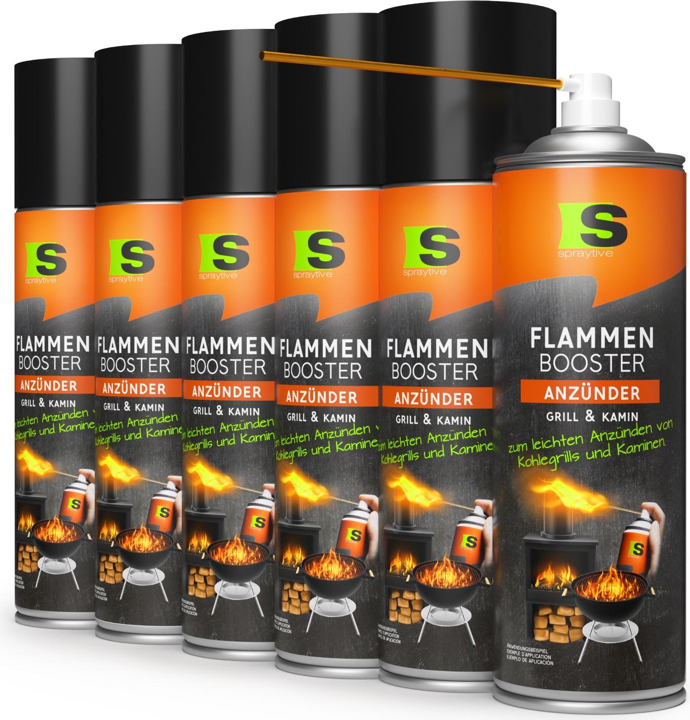 Spraytive 6x 500ml Grillanzünder-Spray Flammenbooster - Bis zu 90x Feuer anzünden - Grill-Anzündhilfe - BBQ Anzünder/Kaminanzünder