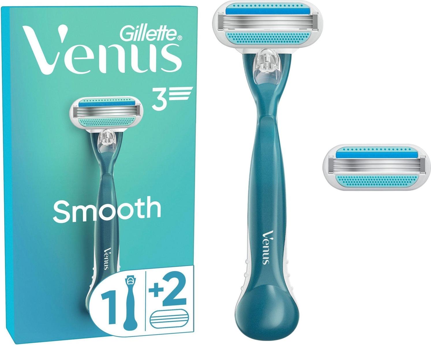 Gillette Glatter Rasierer + 2 Rasierklingen