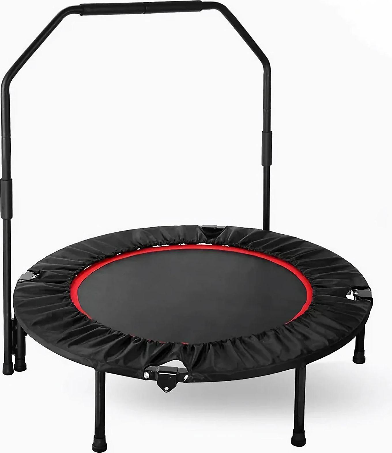 Mini trampolína - Odrazová trampolína - 103 cm - Nastaviteľná rukoväť - Skladacia - Vhodná do interiéru - Pre dospelých - Čierna/červená