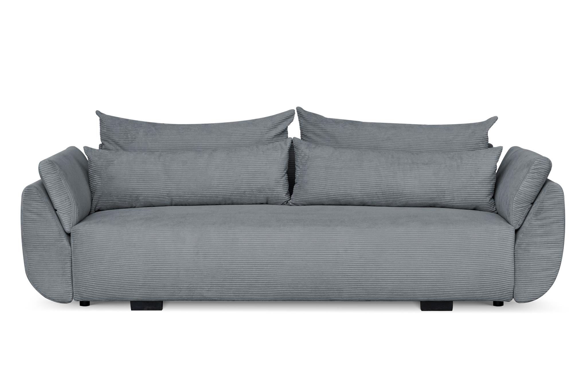 Schlafsofa Tilo 260 cm mit Bettkasten 3-Sitzen Bettsofa cord Dunkelgrau Sofiland Dunkelgrau 82