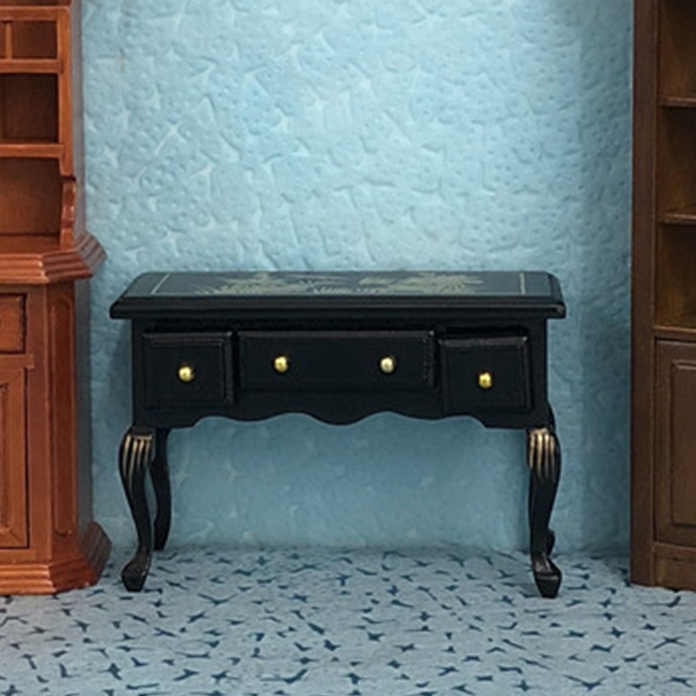 Cocosity Puppenhaus-Schreibtisch, Puppenhaus-Schreibtisch, Puppenhaus-Holzschreibtisch, Puppenhaus-Möbel, Puppenhaus-Arbeitszimmer-Möbel, Puppenhaus-Miniaturen, Puppenhaus-Zubehör, 1:12 Puppenhaus-Möbel