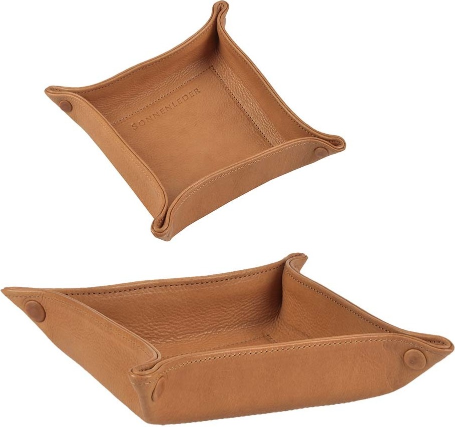 Sonnenleder Ablageschale Leder 20x20cm Taschenleerer Schale Lederschale Stiftschale natur braun Vide Poche Größe S 831-370-01