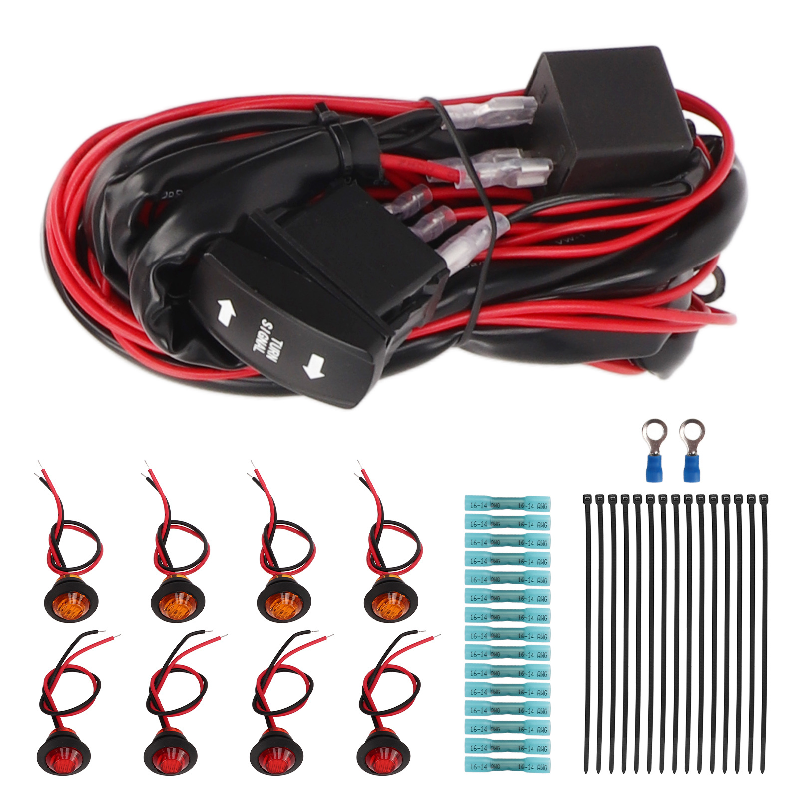 Cocosity UTV-Blinker-Wippschalter, Blinker-Licht-Kit, UTV-Wippschalter-Blinker-Kit, Blinker-Wippschalter-Kit, ATV UTV Street Legal Kit, Wippschalter-Blinker-Kit, Blinker-Blinker-Relais-Kabelbaum