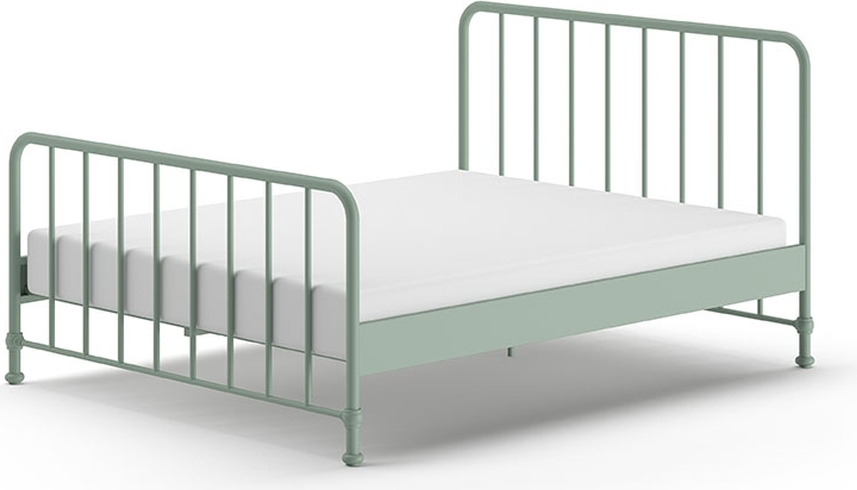 Metallbett >BRONXX< in Grün matt aus Metall - 166,5x110x207cm (BxHxT)