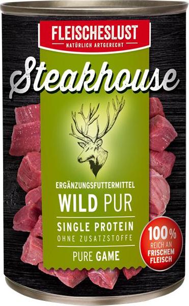 Fleischeslust Tiernahrung GmbH Fleischeslust Steakhouse Wild pur 410g 45003A