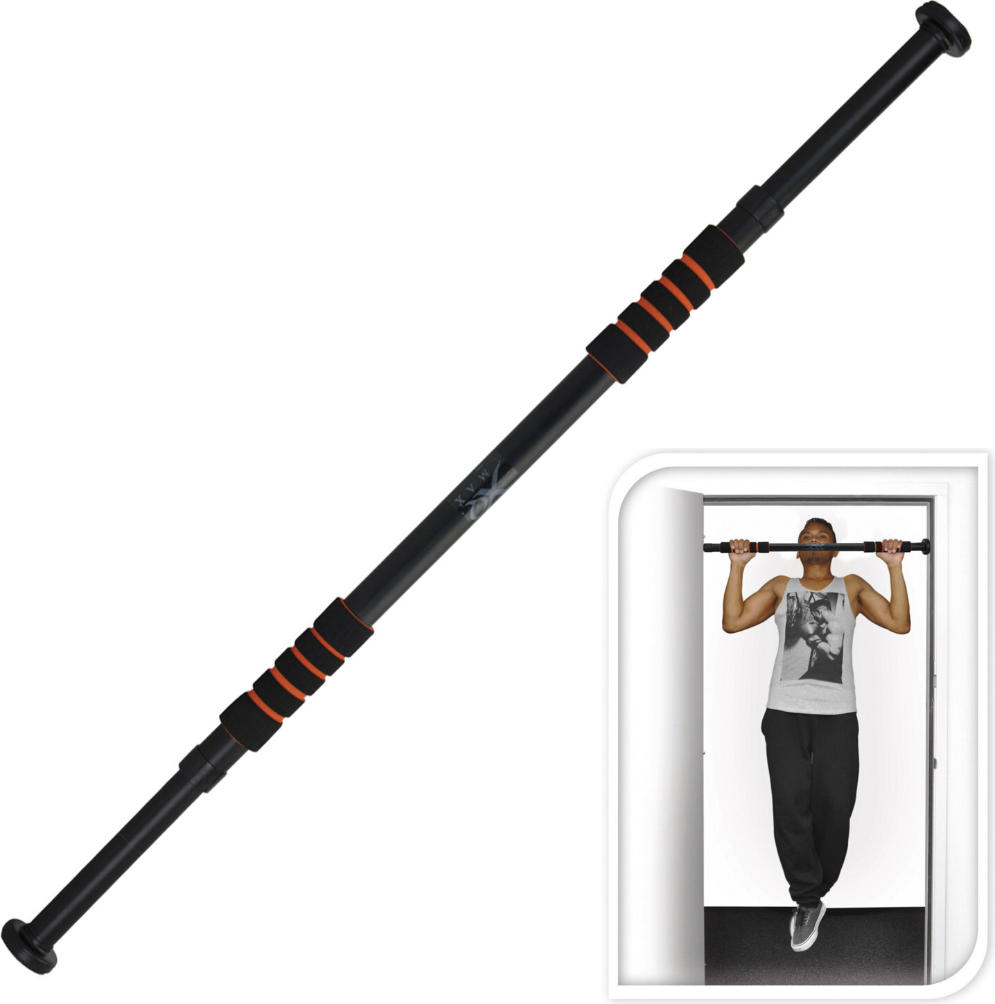 ScSPORTS Klimmzugstange Für Türrahmen – Teleskop 63–100 Cm, Gepolstert, 100 Kg Belastbarkeit ScSPORTS Klimmzugstange Für Türrahmen – Teleskop 63–100 Cm, Gepolstert, 100 Kg Belastbarkeit