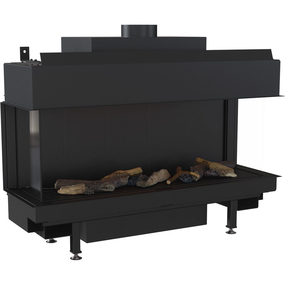 Plynový krb LEO 100 trojstranný na zemný plyn ∅ 100/150 9 kW