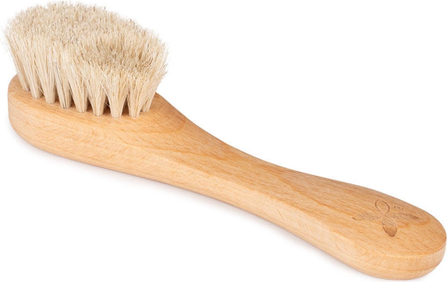 Habys Massagebürste für die Trockenmassage | aus Buchenholz mit 100 % natürlichem Rosshaar | sanfte Gesichtsbürste | zur täglichen Pflege und Massage