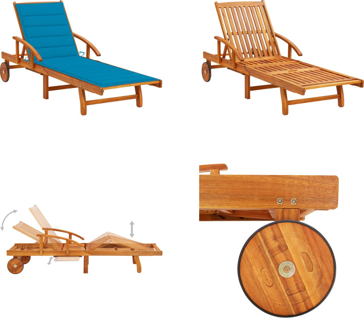 vidaXL Lehátko s opierkou Akáciové masívne drevo - Lehátko - Lehátka - Drevené ležadlo - Drevené ležadlá