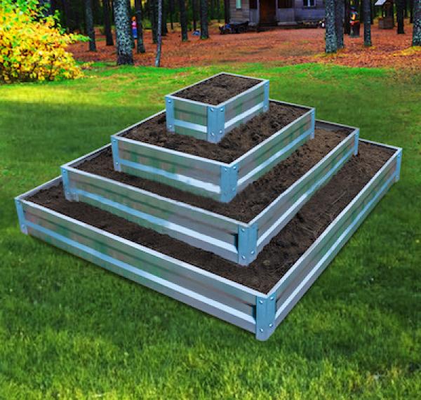 KOMIVI Blumenkasten, Pflanzenpyramide, Kräuterbeet, Kräuterpyramide, Metall, 4 Ebenen