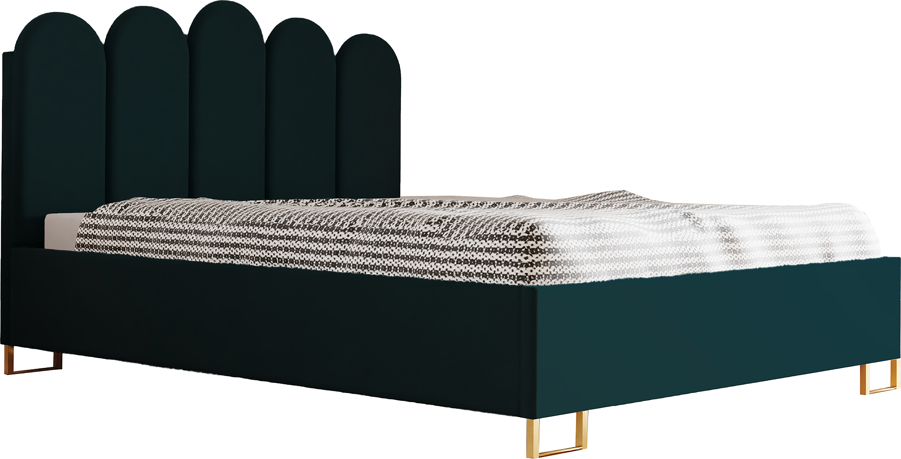 Schlafzimmer-Polsterbett MALAGA, Gepolstertem Kopfteil, Hochwertiger KRONOS Polsterstoff, Bettkasten mit Gasdruckfeder, Komfortable Betthöhe 39 cm, 180x200 cm Grün