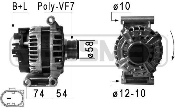 ERA 210949A Alternátor LiMa 150 A, 14 V pre FORD RANGER (TKE), Transit Mk6 dodávka (V347, V348, FA), Transit Mk7 dodávka (V363, FCD, FDD)