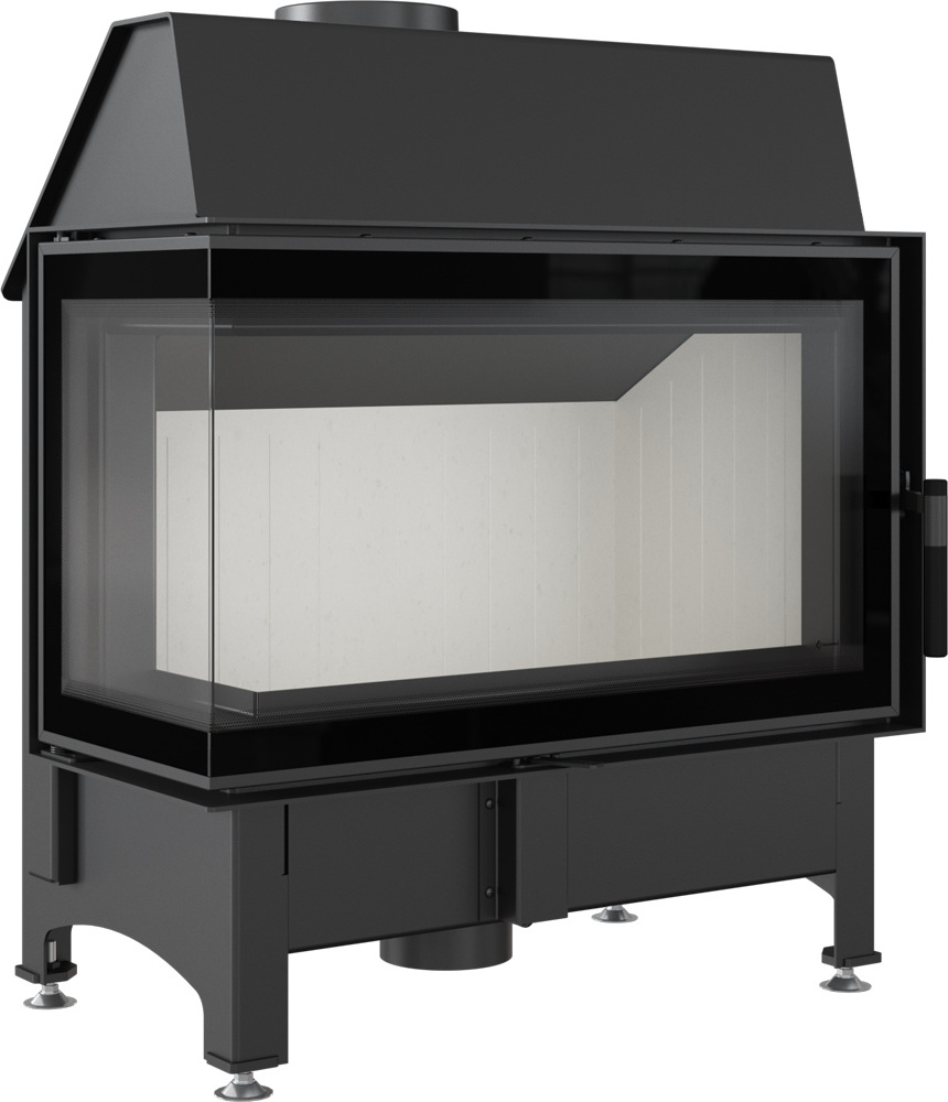 Oceľový krb Zibi vľavo s 11 kW Ø 180 deco so zatváraním dverí